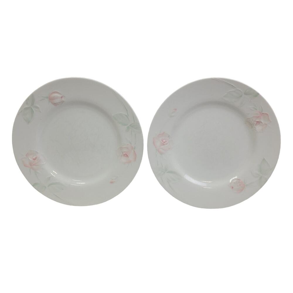 2 Vintage Home Beautiful Rose Blush 10" Fine China Dinner Plates Made In Japan
